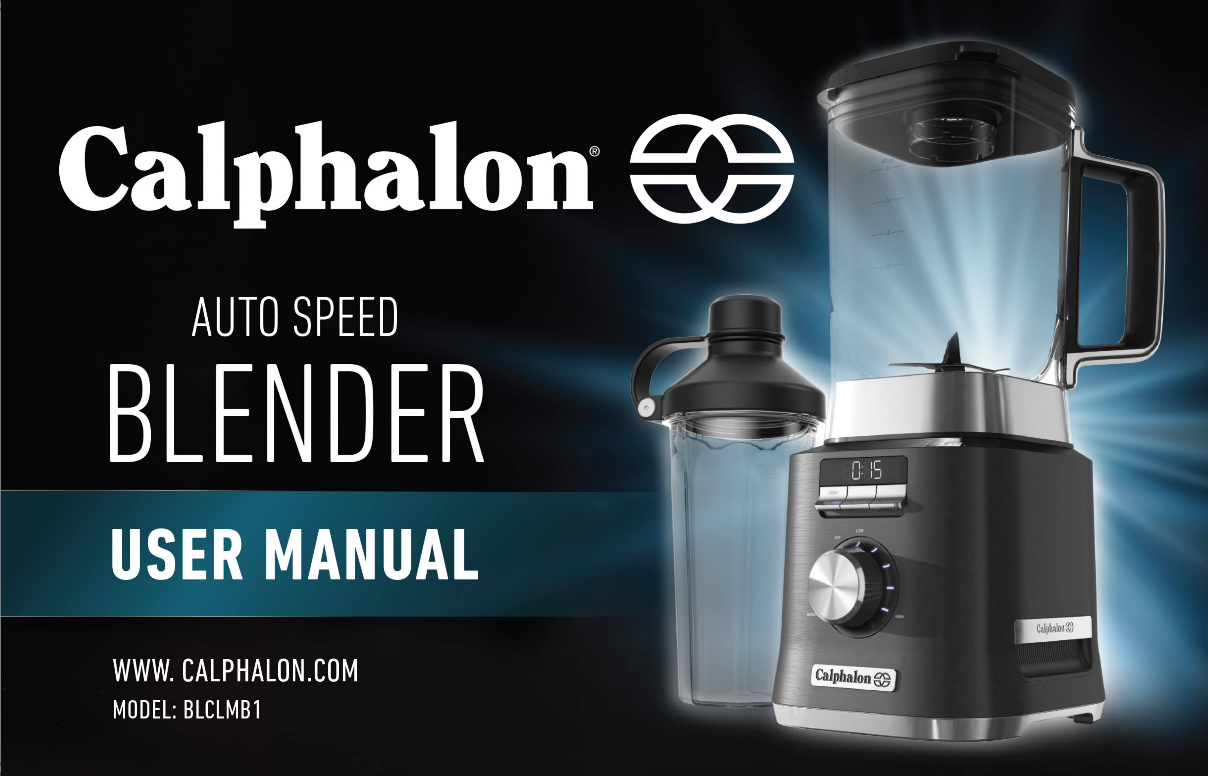 Calphalon Auto-Speed Blender with Blend-N-Go Smoothie Cup & BPA-Free Tritan  Jar, Dark
