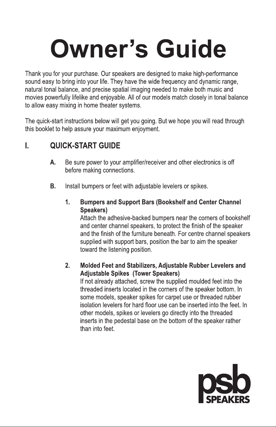 User Manual PSB Speakers IMAGE 8C - 11 pages | manualsFile