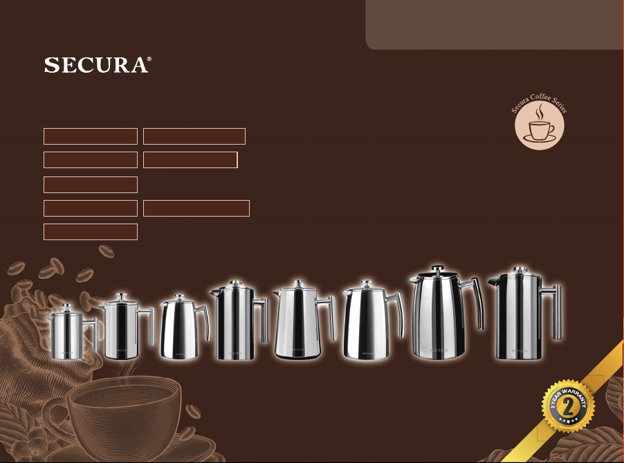 Secura French Press Coffee Maker, 304 Grade Stainless Steel Insulated  Coffee Press with 2 Extra Screens, 34oz (1 Litre), Silver