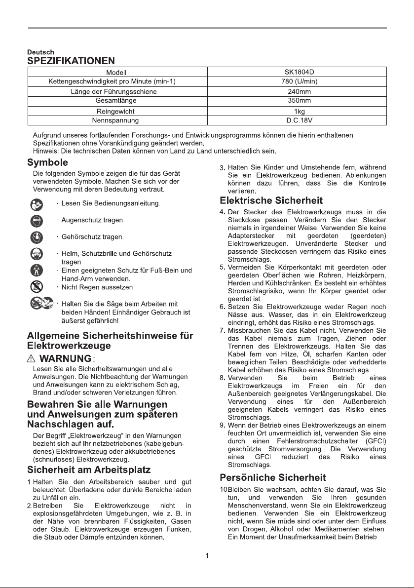Saker SK1804DPT02-U Mini Electric Chainsaw Instruction Manual - Page 10/17