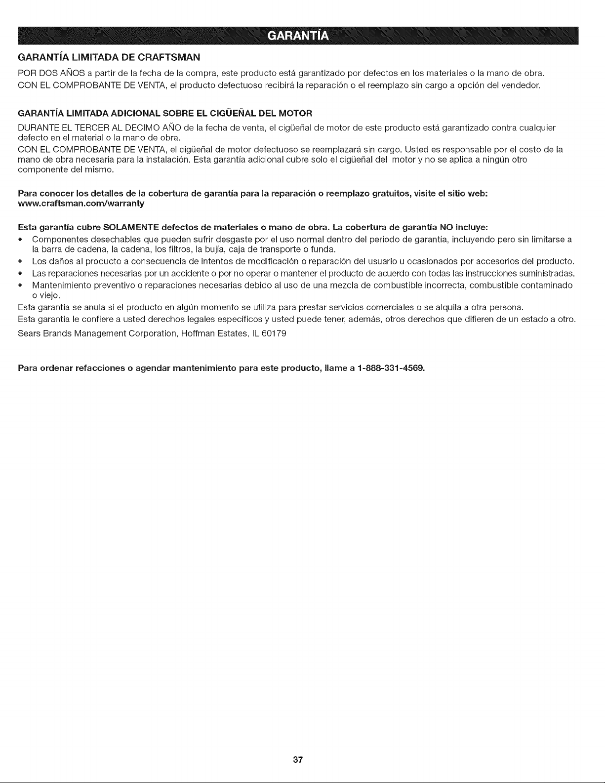 b_J
_le ir_uiV f_uert_eTu eEdNp !ican' rL°si o°beJetOSalvanZ_1::
,_,_ y ! p ca i a " g
7 ojos y p6rdida de la audici6n. AI operar esta unidad,
use protecci6n para !os ojos que cump!a con la normas
ANS! Z87:! y protecci6n para !os ojd0s, Utilice casc o
cuando opere esta unidad; los objetos que caen
pueden causar graves lesiones en la cabeza: Deser
necesario, useun protector facia! comp!eto,
+_ ,COMBUSTIBLE SIN PLOMOUse Siempre CombUStible freSCo' limPio Y Sinpiom0:
, ACEITE
Consu!te el tip0 de aceite adecuad0 en el manua! de!
operador.
I" NO USE COMBUSTIBLE E85EN ESTA UNLOAD
I ADVERTEN ClA:-
que es PrObable que el CombUstible con m#,s de 10
deetano daSe este motor, oqueanuar4 agarantia:
|
O
, CONTROL DE ENCENDIDO/APAGADO DE PARADA
ENCENDIDO / ARRANQUE / FUNCIONAMIENTO
CONTROL DE ENCENDIDO/APAGADO DE PARADA
APAGADO o PARADA
, PERA DEL CEBADOR
Oprima 10 veces la pera del cebador, lentamente y
por completo.
I II _ CONTROL DEL OBTURADOR
. x, a,0ooos,c,0n0e,ce a0o
• Presionado - posici6n NUN (funcionamiento)
Min.50ft(15m)" MANTENGA ALEJADOS A LOS PRESENTES
• •
ADVERTENCIA: Mantengaatodos,os
presentes, especialmente a los niSos y animales
domestic,s, a una distancia de al menos 50 pies (15 m).
, UTILICE AMBAS MANOS ,,
@ aAmbDaVEosR_en_traNs oCe!A:unU,_l ' de Nenrn:are ere
un: sPola. ' " a . p
la unidad
con mano
' RETROCESO ,,
cAoBcV _e laRTnt_a N CJa_ra = Se 1:be4:i[aur :It
_ . n d pu e r g i n q "
_;,A objeto. El contacto con la punta puede hacer que la
_:'_-_:_ barra guia se mueva repentinamente hacia arriba y
hacia atr4s, Io que puede causar lesiones graves.
' INDICADOR DEAJUSTE DEACEITE DE LA CADENA
Para funcionar correctamente la cadena debe estar
constantemente recubierta de aceite, que
Compruebe
el tornillo de ajuste del aceite se gradu6 para permitir
el paso continuo de la cantidad de aceite suficiente a
la cadena.
_== , _ , FRENO DE CADENA
(O)/O El freno de cadena detiene inmediatamente la cadena en
movimiento de la sierra en situaciones de emergencia.
Para conectar manualmente el freno de cadena, empuje
la palanca del freno de cadena completamente hacia
adeiante. Para desconectar el freno de cadena, tire de la
palanca del freno de cadena completamente hacia atr4s.
<>.DIRECCl0NDEu,,CADENA
Compruebe que la cadena de la sierra mire en ia
direcci6n que se muestra cuando se instala en la barra
guia. Consulte Instalaci6n de la barra guia y de la
cadena de la sierra en la secci6n Mantenimiento.
._1:_ , TENSION DE LA CADENA
Siempre mantenga la cadena de la sierra correctamente
tensada. Gire el tomillo tensor de la cadena en el sentido
de las agujas del reloj para tensar la cadena de la sierra.
Gire el tornillo tensor de cadena en el sentJdo contrario a
las agujas del reloj para aft,jar la cadena de la sierra.
36
![background