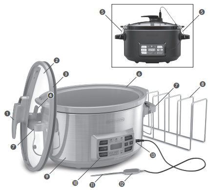Black +7quart digital slow cooker temperature precision sousvide