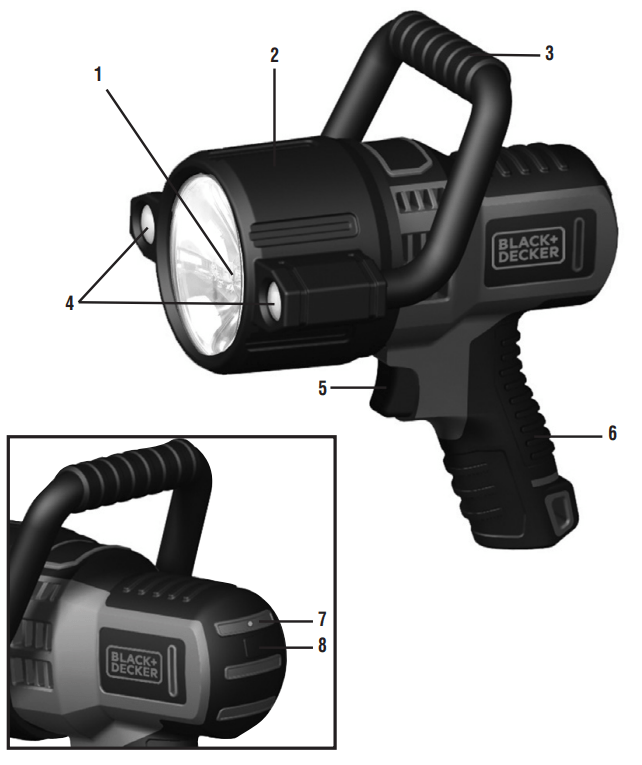 Black and Decker SLV2B 10W LED Lithium-Ion Rechargeable Spotlight