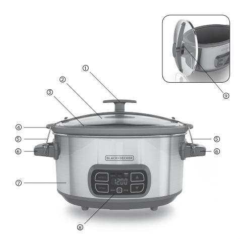 BLACK DECKER SCD1007 7 Quart Programmable Slow Cooker with Digital Timer  Portable with Locking Lid Stainless Steel for sale online